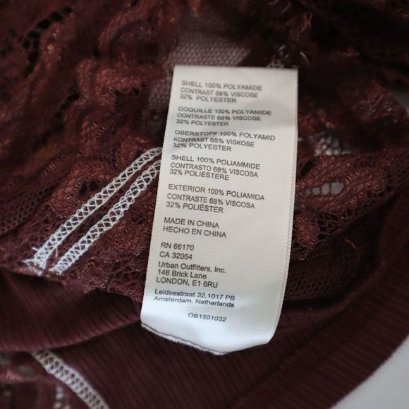 Free People OB1501032 Women's Sz S Wine Red This Shirt Tho Lace L/S Blouse $98 - Picture 5 of 8